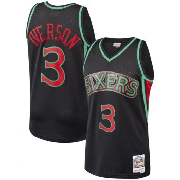 Allen Iverson Philadelphia 76ers Mitchell & Ness Hardwood Classics Christmas Swingan Collection Jersey – Black