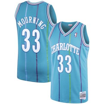 Alonzo Mourning Charlotte Hornets Mitchell & Ness 1992-93 Hardwood Classics Swingman Jersey – Teal