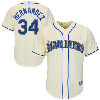 Felix Hernandez Seattle Mariners Majestic Cool Base Player Jersey - Cream