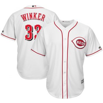 Jesse Winker Cincinnati Reds Majestic Home Cool Base Player Jersey – White