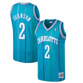 Larry Johnson Charlotte Hornets Mitchell & Ness 1992-93 Hardwood Classics Swingman Jersey - Teal