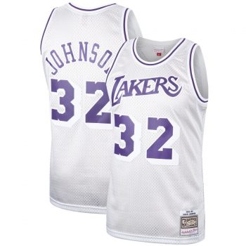 Magic Johnson Los Angeles Lakers Mitchell & Ness Hardwood Classics Platinum Swingman Jersey