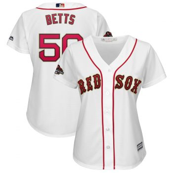 Mookie Betts Boston Red Sox Majestic Women's 2019 Gold Program Cool Base Player Jersey – White