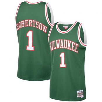 Oscar Robertson Milwaukee Bucks Mitchell & Ness 1971-72 Hardwood Classics Swingman Jersey – Hunter Green