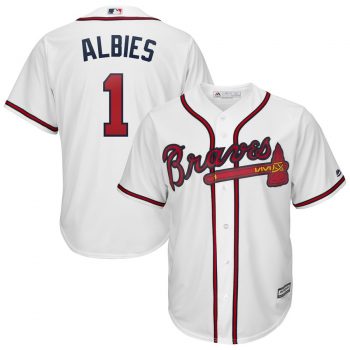 Ozzie Albies Atlanta Braves Majestic 2019 Home Official Cool Base Player Jersey - White