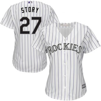 Trevor Story Colorado Rockies Majestic Women's Cool Base Player Jersey - White/Purple