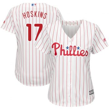 Rhys Hoskins Philadelphia Phillies Majestic Women's Cool Base Replica Player Jersey – White