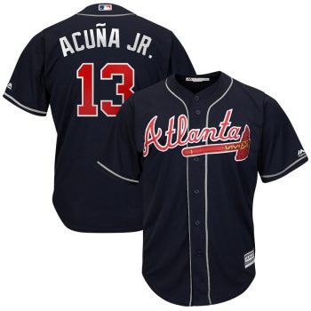 Ronald Acuña Jr. Atlanta Braves Majestic 2019 Alternate Official Cool Base Player Jersey - Navy