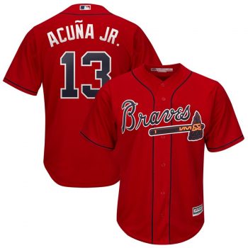 Ronald Acuña Jr. Atlanta Braves Majestic 2019 Alternate Official Cool Base Player Jersey - Scarlet