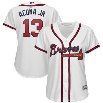 Ronald Acuña Jr. Atlanta Braves Majestic Women's 2019 Home Cool Base Player Jersey - White