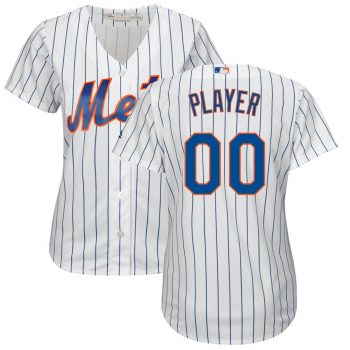 New York Mets Majestic Women's Cool Base Custom Jersey - White/Royal