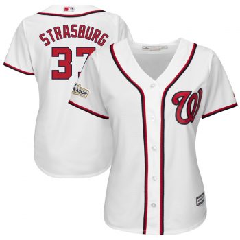 Stephen Strasburg Washington Nationals Majestic Women's 2017 Postseason Cool Base Player Jersey – White