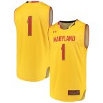 #1 Maryland Terrapins Under Armour Replica Performance Basketball Jersey – Yellow