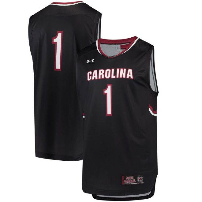 #1 South Carolina Gamecocks Under Armour Replica Performance Basketball Jersey – Black