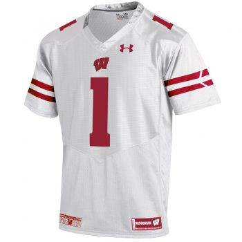 #1 Wisconsin Badgers Under Armour Youth Replica Football Jersey - White