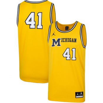 #41 Michigan Wolverines Jordan Brand 1989 Throwback Replica Basketball Jersey – Maize