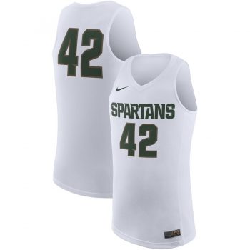 #42 Michigan State Spartans Nike College Basketball Replica Jersey – White