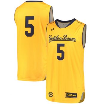 #5 Cal Bears Under Armour Replica Performance Basketball Jersey – Gold