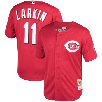 Barry Larkin Cincinnati Reds Mitchell & Ness Fashion Cooperstown Collection Mesh Batting Practice Jersey - Red