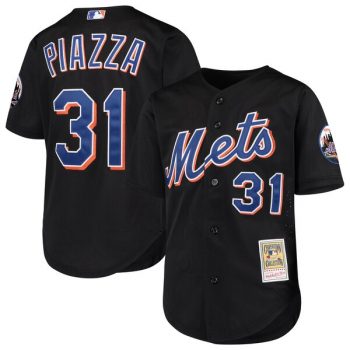 Mike Piazza New York Mets Mitchell & Ness Youth Cooperstown Collection Mesh Batting Practice Jersey – Black