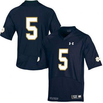 Notre Dame Fighting Irish Under Armour Youth No.5 Authentic Football Jersey Jersey - Navy Blue