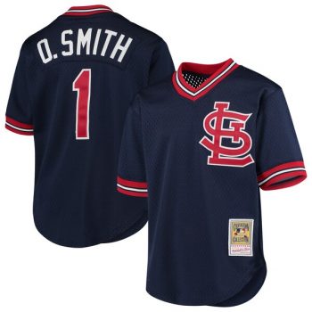 Ozzie Smith St. Louis Cardinals Mitchell & Ness Youth Cooperstown Collection Mesh Batting Practice Jersey – Navy