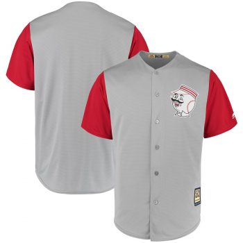 Cincinnati Reds Majestic Cooperstown Collection 1956 Cool Base Jersey - Gray